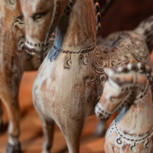 vyrezávaný set kôň 3 ks z tropického dreva